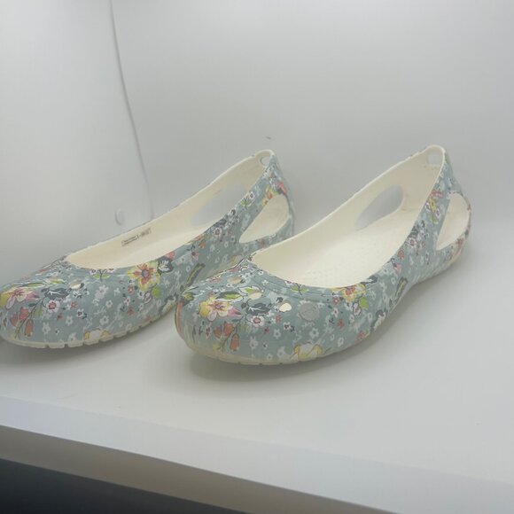 Crocs Floral Print Slip-On Flats Lightweight Comfort Casual Shoes 9 - Picture 2 of 8
